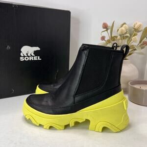 Sorel Brex Chelsea Pull On Leather Waterproof Boot Black LL8060-010 Women 6.5